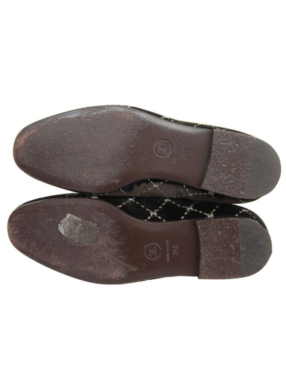 Chanel Quilted Stitch Velor Opera Shoes Slip-on Dark Brown - Picture 6 of 8